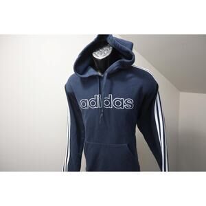 Adidas Jogger Hoodie Fleece Pull Over Sweatshirt Blue Athletic Mens Large